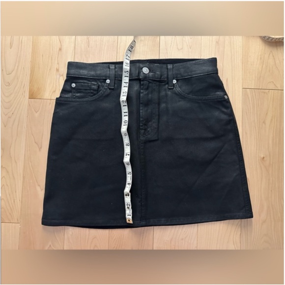 BNWOT- 7 For All Mankind Black Coated Denim Mini Skirt (28) - Picture 7 of 10